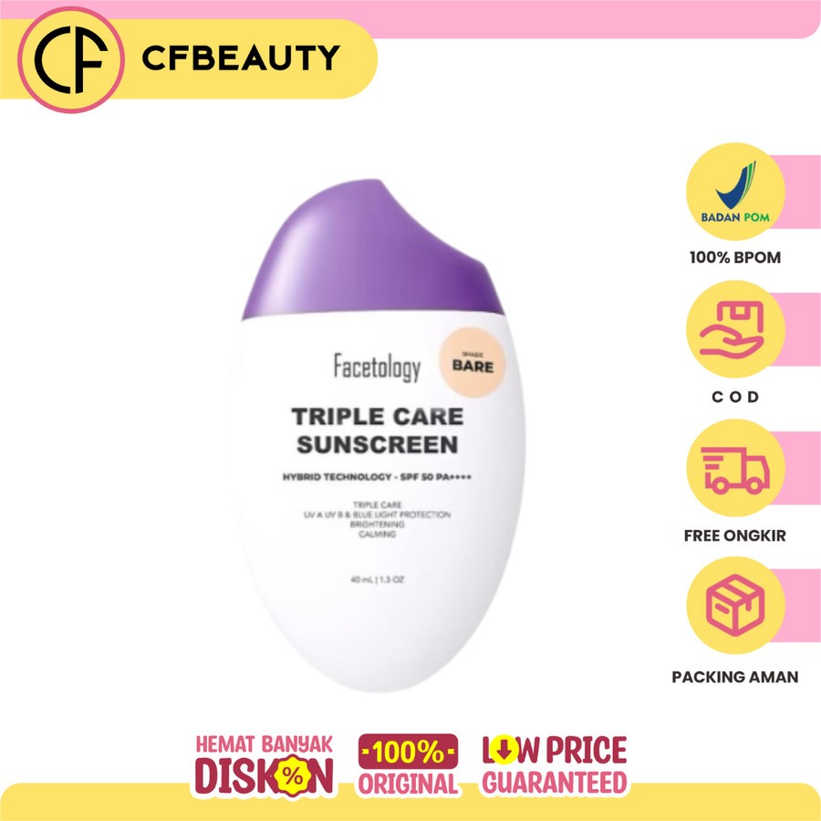 Facetology Triple Care Sunscreen Tinted Bare 40ml