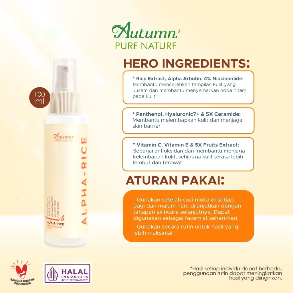 Autumn Alpha-Rice Bright & Hydrate Toner 100ml