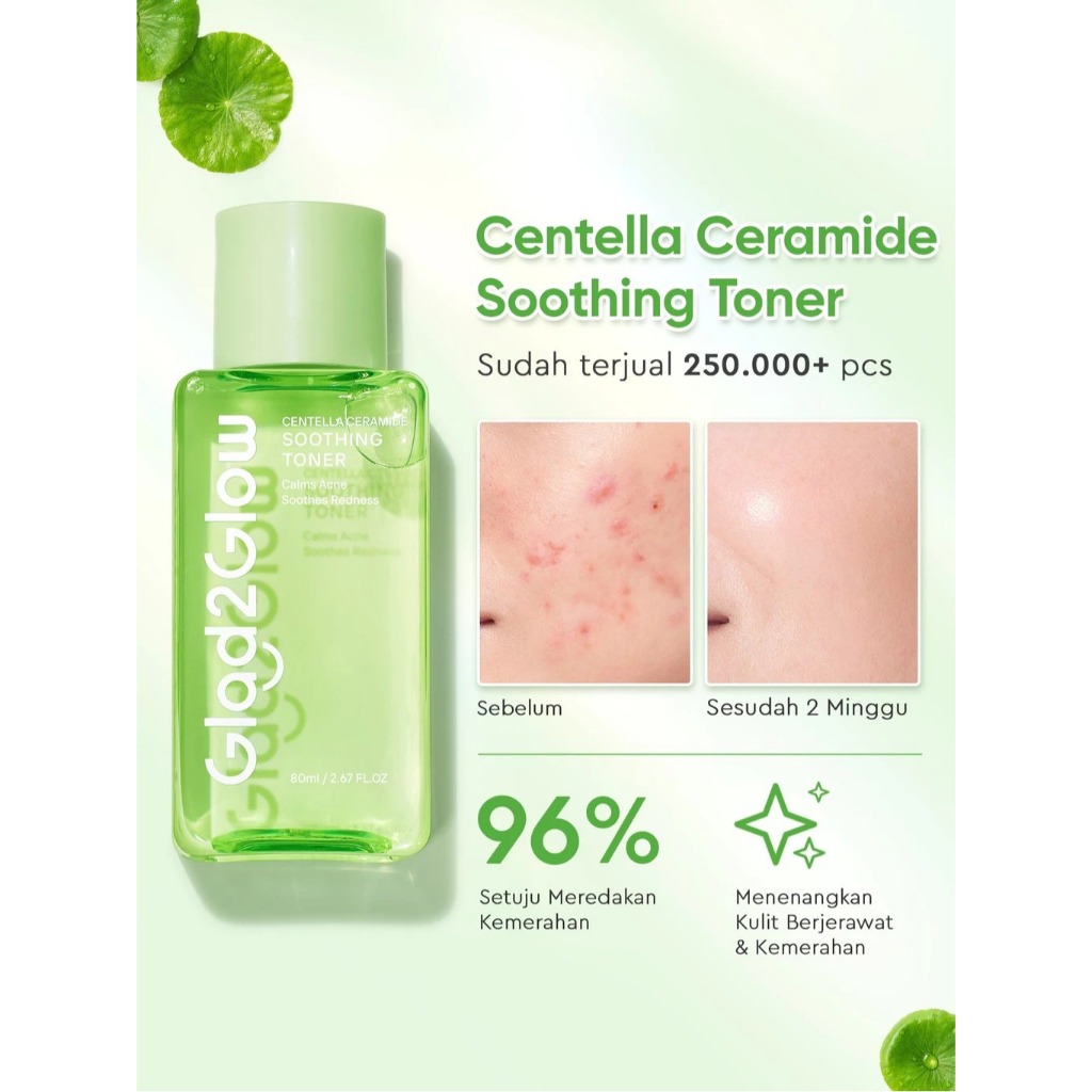 Glad2Glow Centella 2% Ceramide Super Sooting Toner 80ML