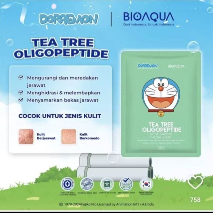 Bioaqua X Doraemon Sheet Mask Tea Tree Oligopeptide