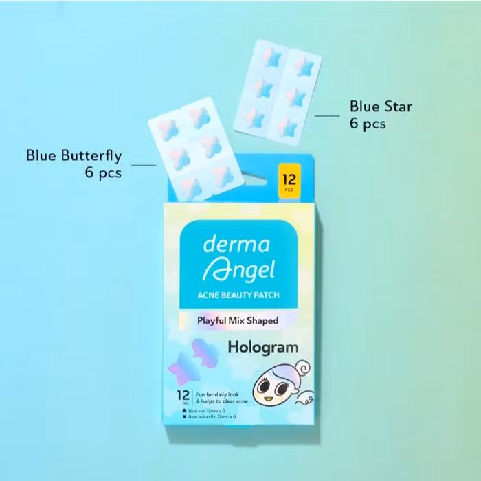 Derma Angel Acne Beauty Hologram Blue Star & Blue Butterfly