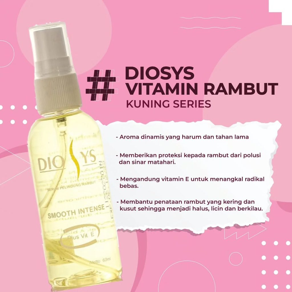 Diosys Serum Pelindung Rambut Smooth Intense Kuning 60ml