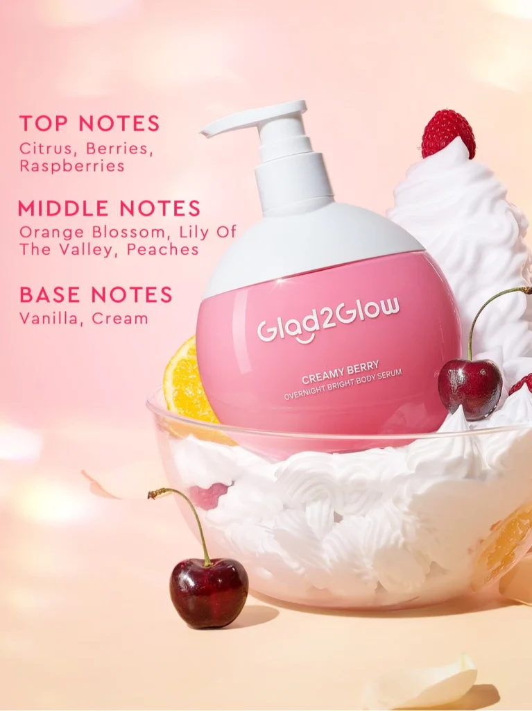 Glad2glow Creamy Berry Overnight Bright Body Serum 300ml
