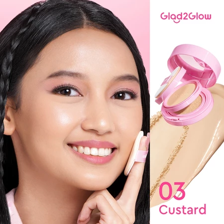 Glad2Glow 2 In 1 Perfect Fair Cushion Powder 03 Custard