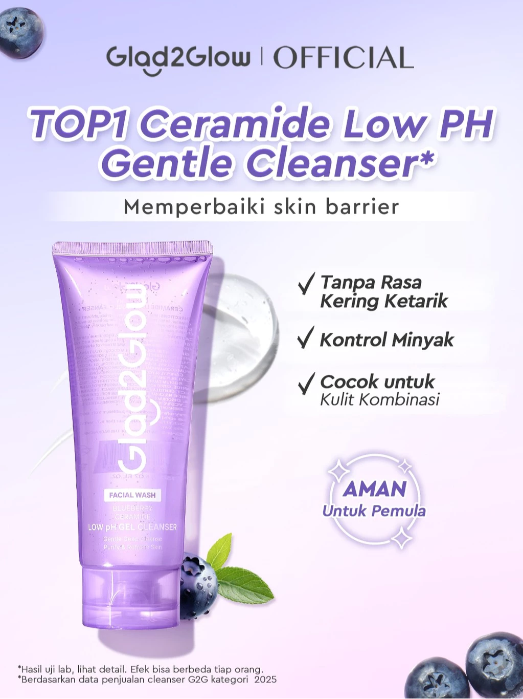Glad2Glow Blueberry Ceramide Low Ph Cleanser 100Ml