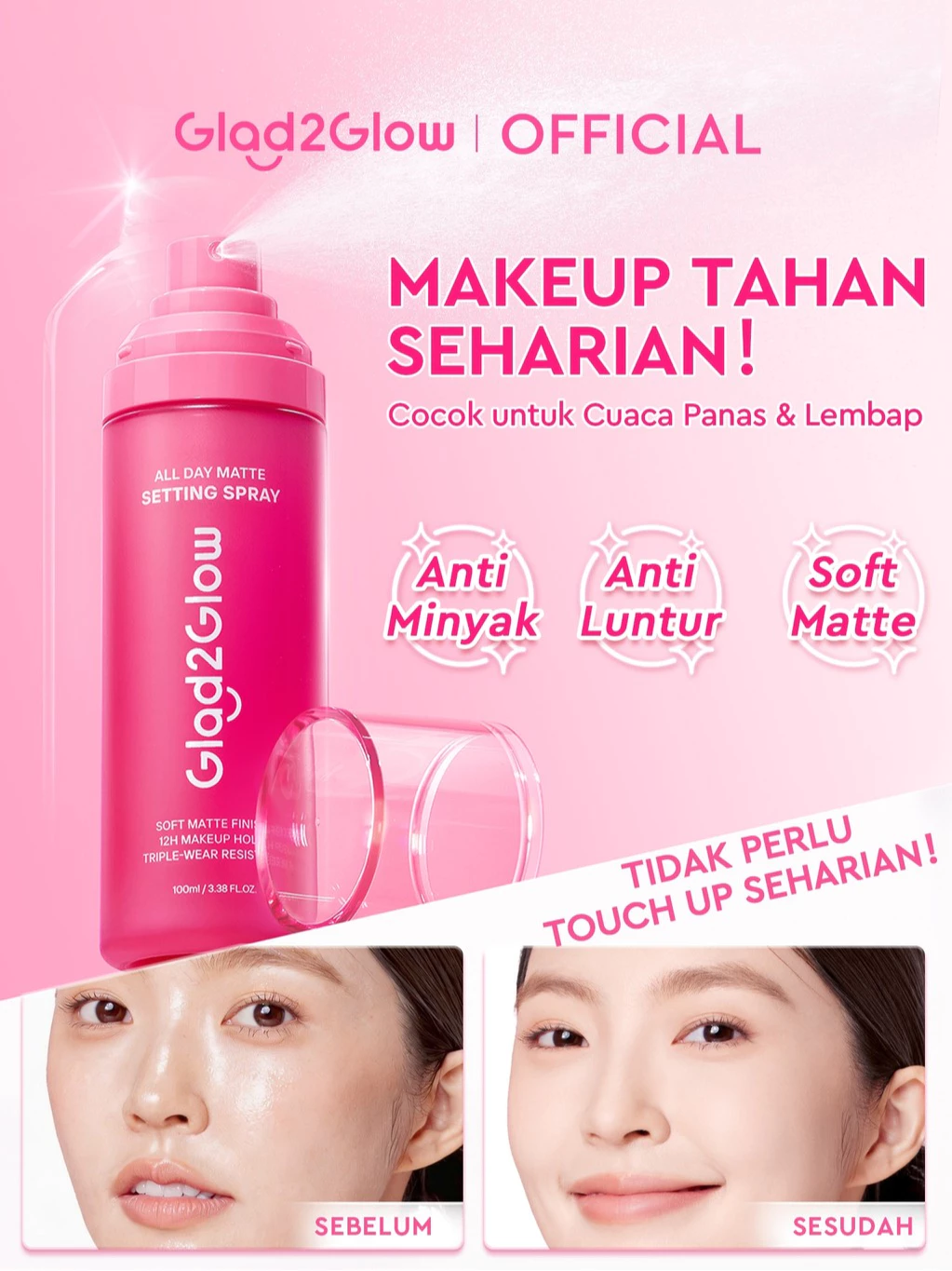 Glad2Glow All Day Matte Setting Spray 100ml
