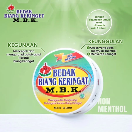M.B.K Bedak Biang Keringat Non Menthol 60g