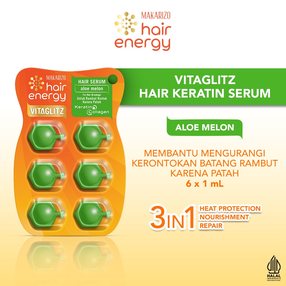 Makarizo Hair Energy Vitaglitz Hari Serum Aloe Melon 6x1ml