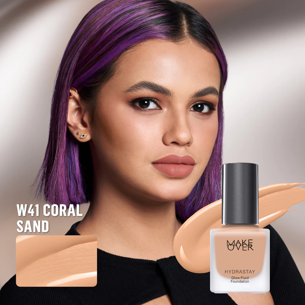 Make Over Hydrastay Glow Fluid Foundation W41 Coral Sand 35ml
