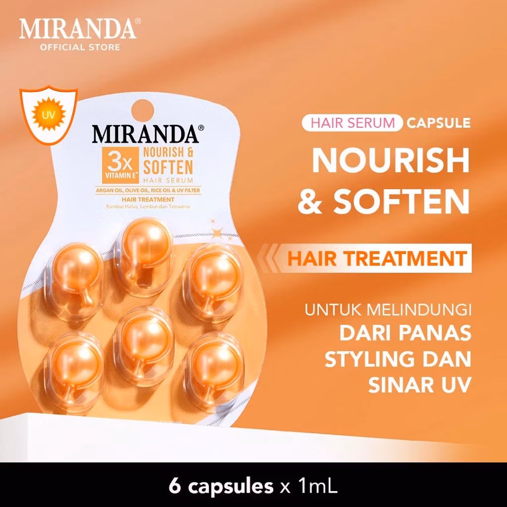 Miranda 3X Shine Booster Hair Serum Isi 6Capsule Nourish & Soften