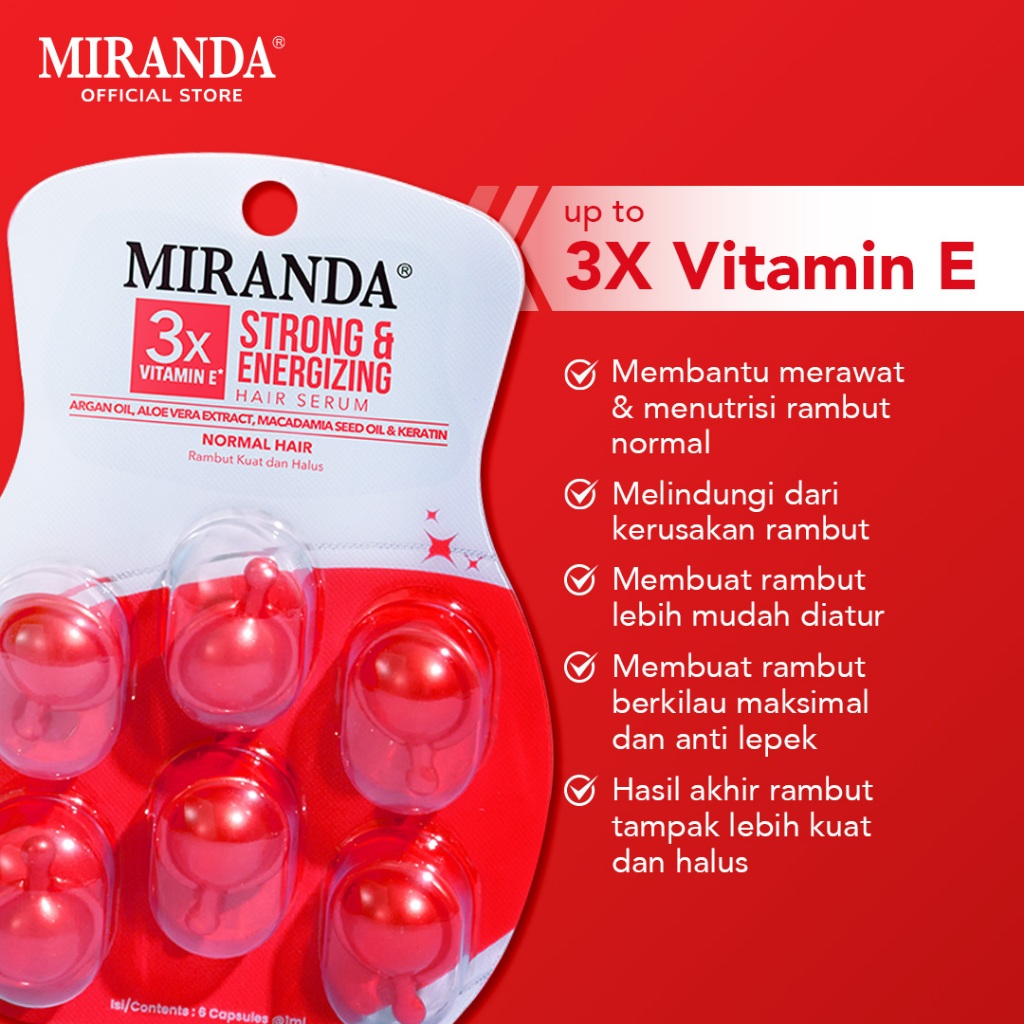 Miranda 3X Shine Booster Hair Serum Isi 6Capsule Strong & Energizing