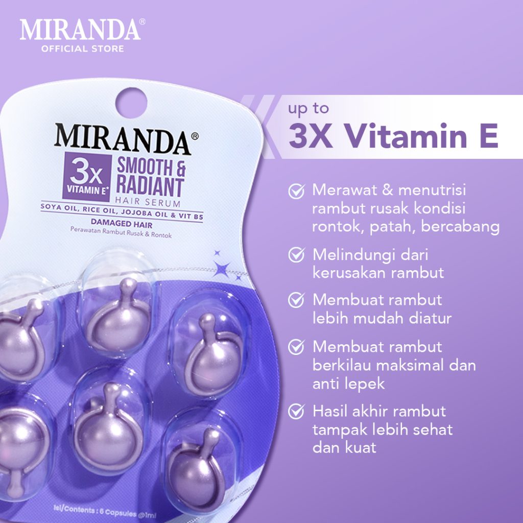 Miranda 3X Shine Booster Hair Serum Isi 6Capsule Smooth & Radiant