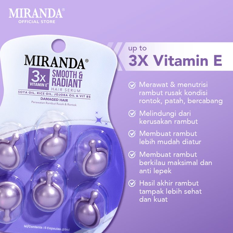 Miranda 3X Shine Booster Hair Serum Isi 6Capsule Smooth & Radiant
