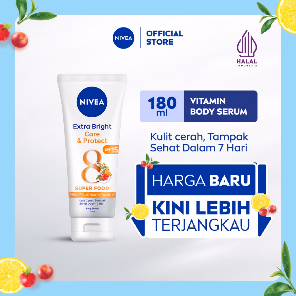 NIVEA Extra Bright Care & Protect 8 Super Food SPF15 Body Serum 180ml