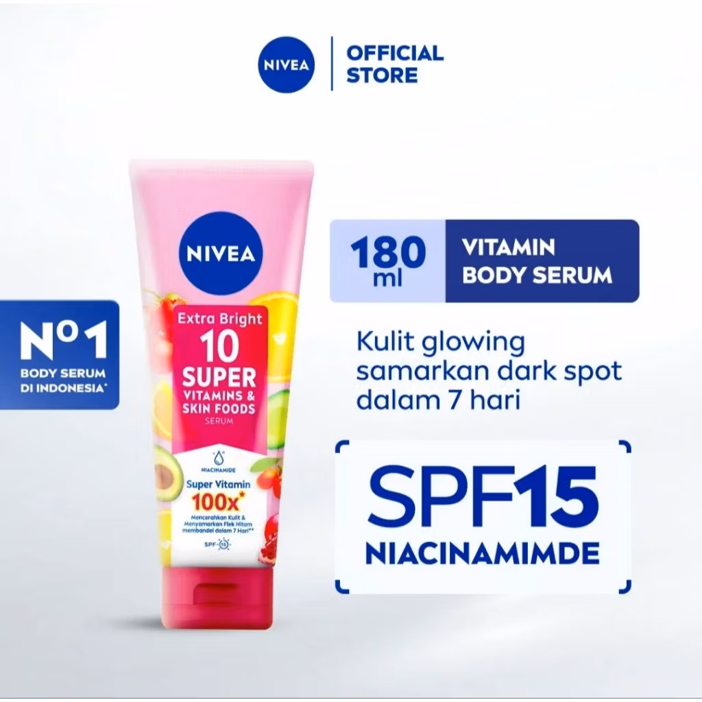 Nivea Extra Bright 10 Super Vitamins & Skin Foods Serum In Lotion 180Ml