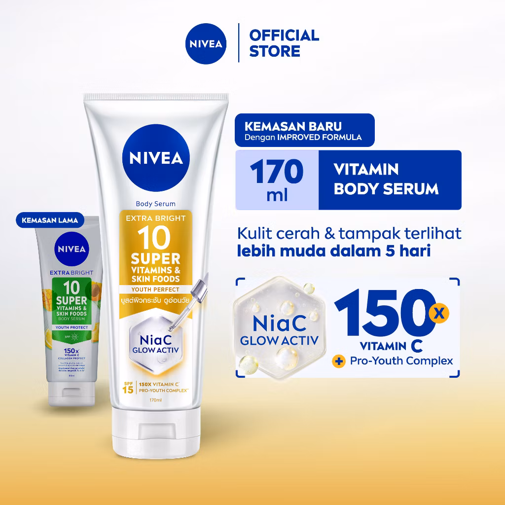 Nivea Extra Bright Super 10 Youth Protect Body Serum 180ml