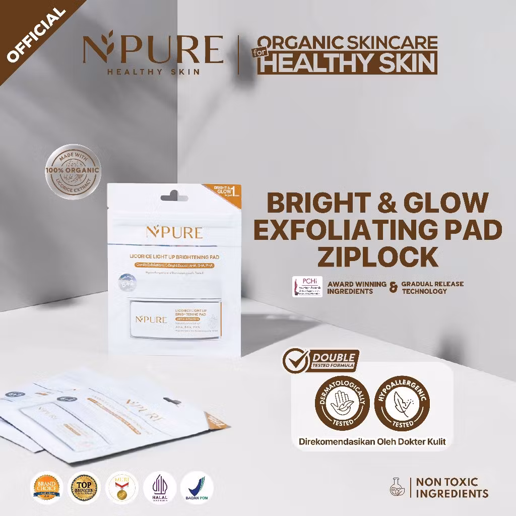 Npure Licorice Brightening Pad Ziplock Terbaru Isi 5+2