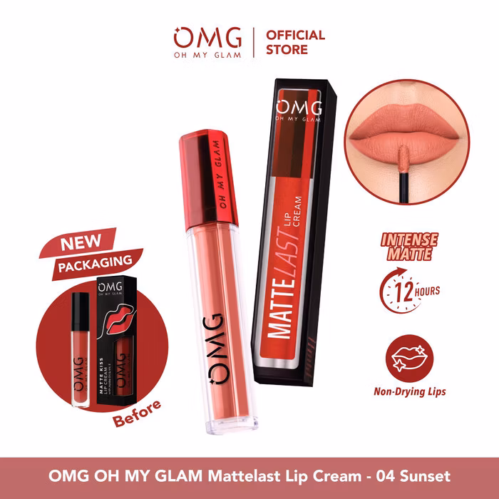 Omg Oh My Glam Matte Kiss Lip Cream 04 Sunset 3.5 G