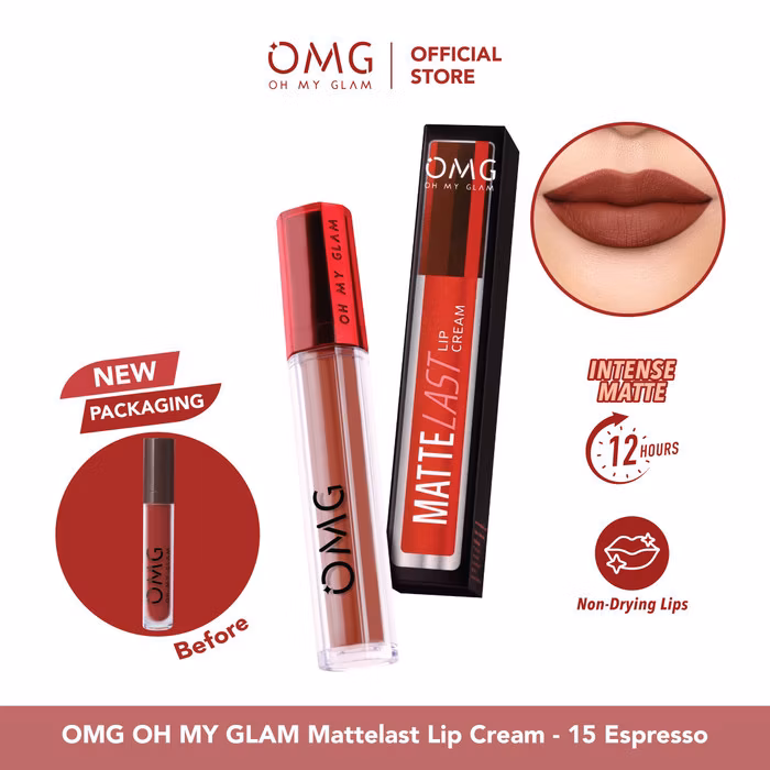 Omg Oh My Glam Matte Kiss Lip Cream 15 Espresso 3.5 G