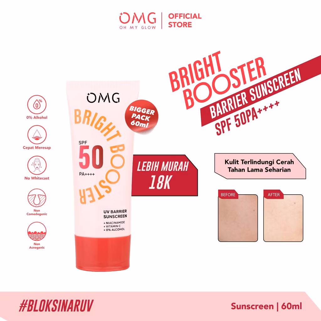 Omg Bright Booster Uv Barrier Sunscreen Spf 50 Pa++++ 50 Ml