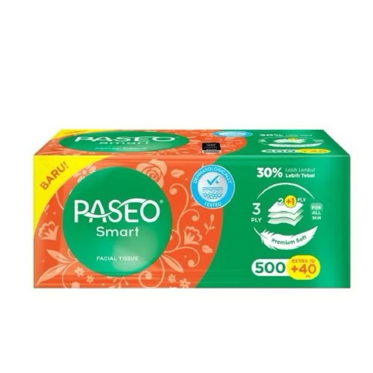 Paseo Smart Premium Soft Facial Tissue 500+40 Ply