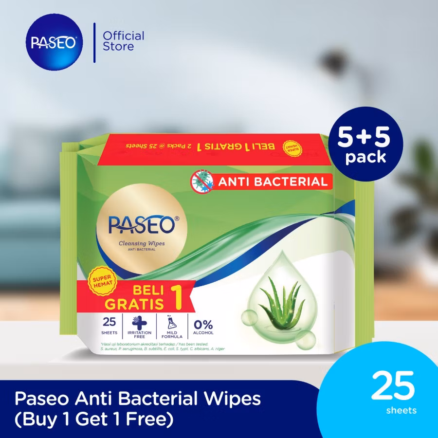 Paseo Cleansing Wipes Anti Bacterial 25 Sheets