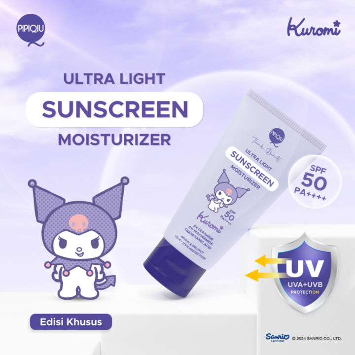 Pipiqiu Ultra Light Sunscreen Moisturizer Bright & Protect SPF 50 Kuromi 30ml
