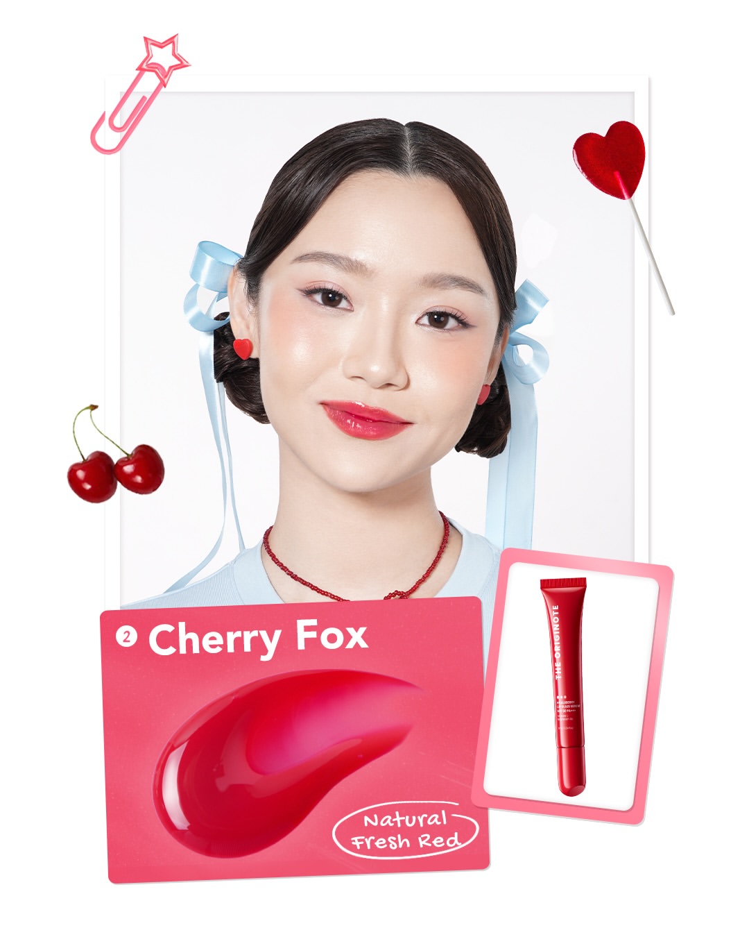 The Originote Hyaluberry Lip Glaze Serum SPF 50 Cherry Fox