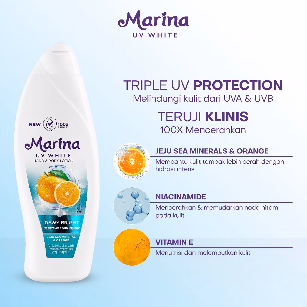 Marina Uv White Hand & Body Lotion Dewy Bright 185Ml