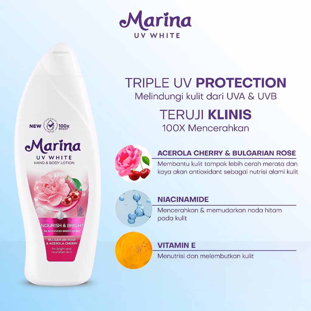 Marina Uv White Hand & Body Lotion Nourish And Bright 92Ml