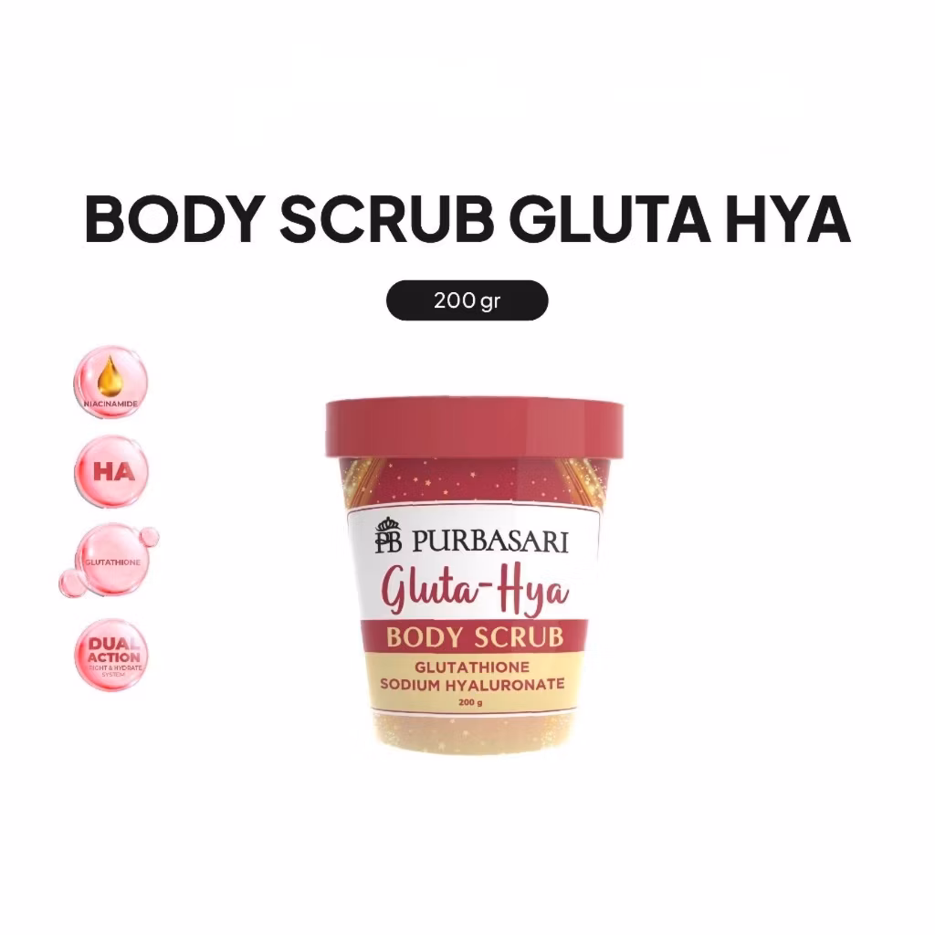 Purbasari Gluta Hya Body Scrub Glutathione Sodium Hyaluronate 200Gr