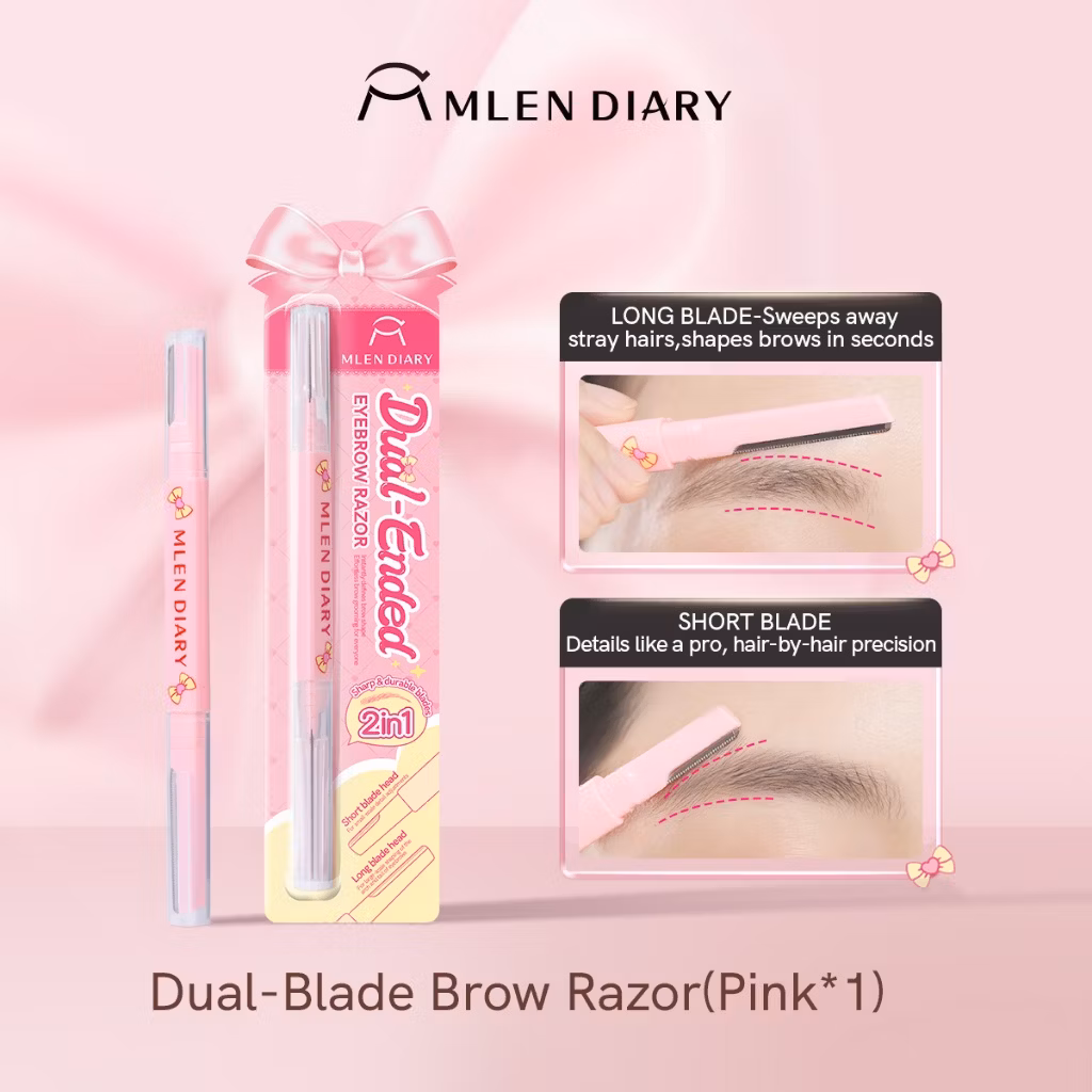 Mlen Diary Dual Ended Eyebrow Razor Pink
