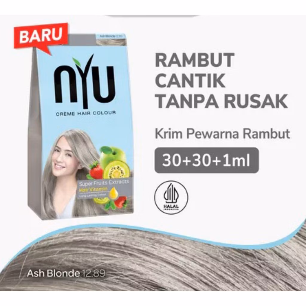 Nyu Creme Hair Color No Amonia ASH BLONDE 12.89