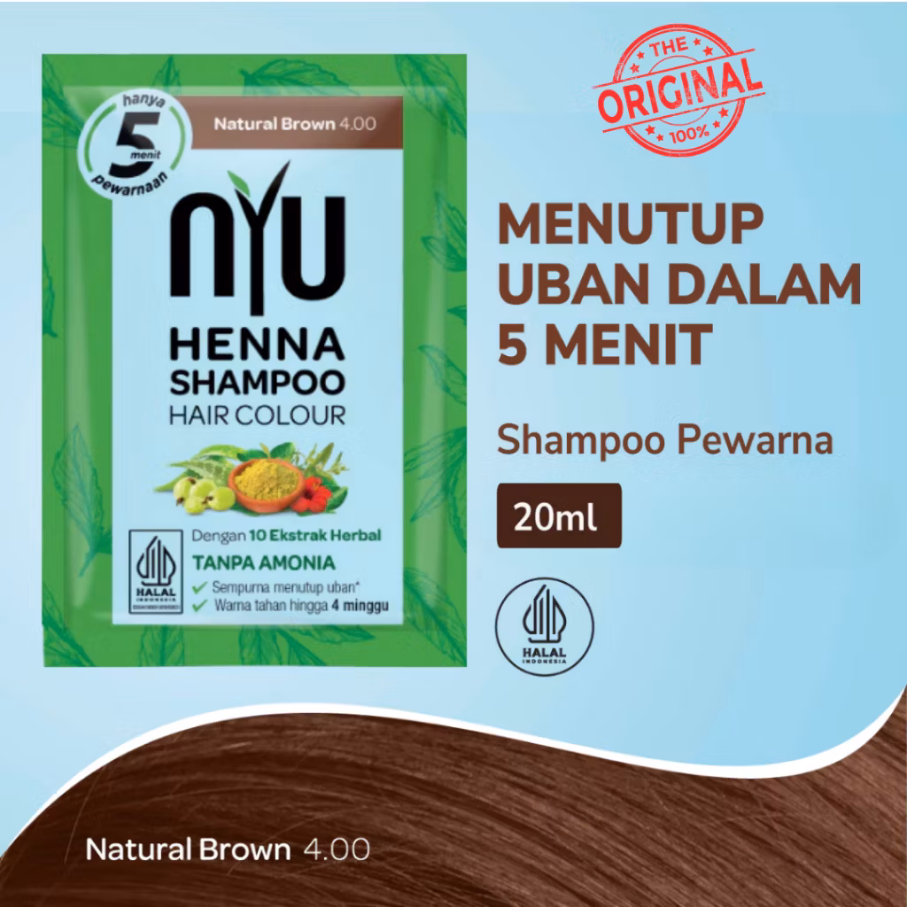 Nyu Henna Shampoo Hair Color Natural Brown 20ml