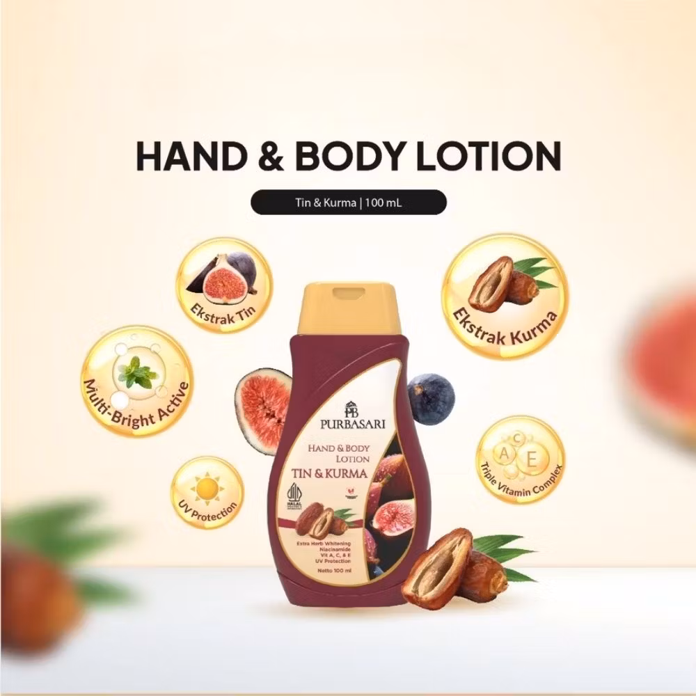 Purbasari Hand & Body Lotion Tin & Kurma 100ml