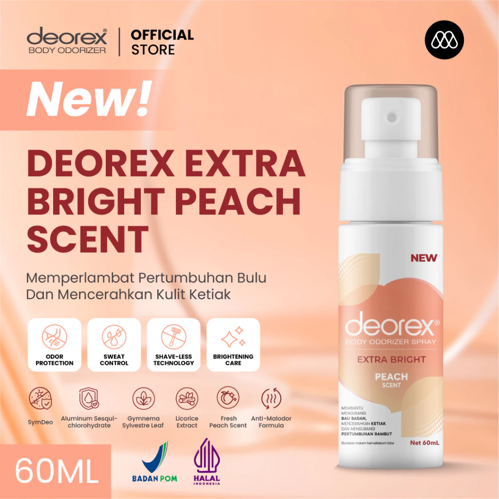 Deorex Body Odorizer Spray Extra Bright Peach Scent 60ml