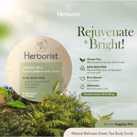 Herborist Natural Balinese Body Scrub Green Tea 100gr
