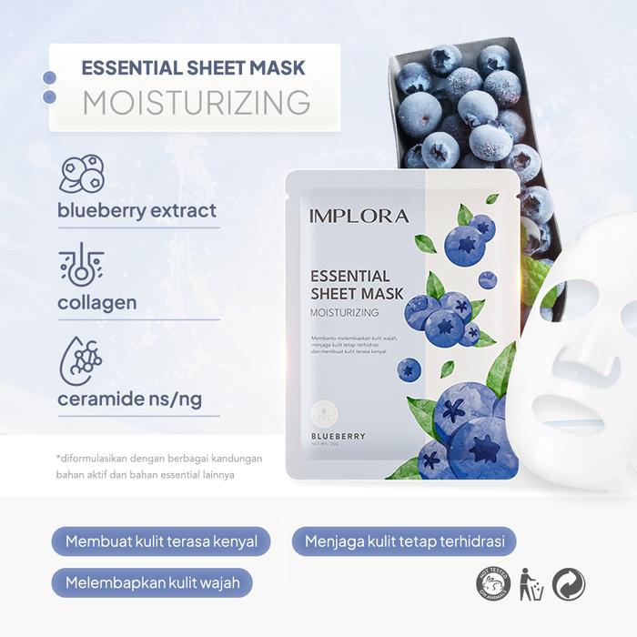 Implora Essential Sheet Mask Moisturizing Blueberry