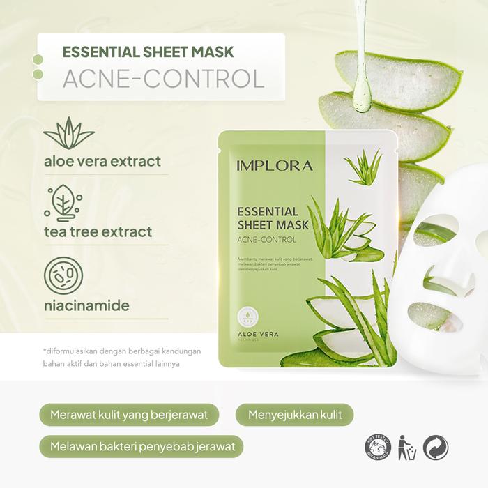 Implora Essential Sheet Mask Acne Control Aloe Vera