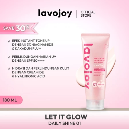 Lavojoy let it glow daily shine body serum instant tone up 01 cream beige 180ml