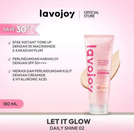 Lavojoy let it glow daily shine body serum instant tone up 02 warm sand 180ml