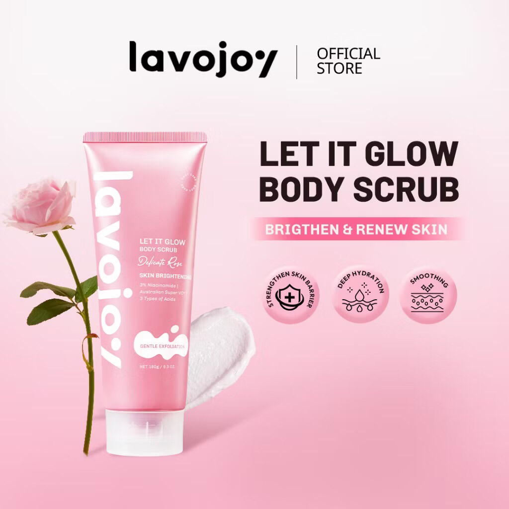 Lavojoy Let It Glow Body Scrub Delicate Rose Skin Brightening180g