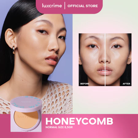 Luxcrime Silk Glow Two Way Cake Blur & Cover Honeycomb 8.5gr