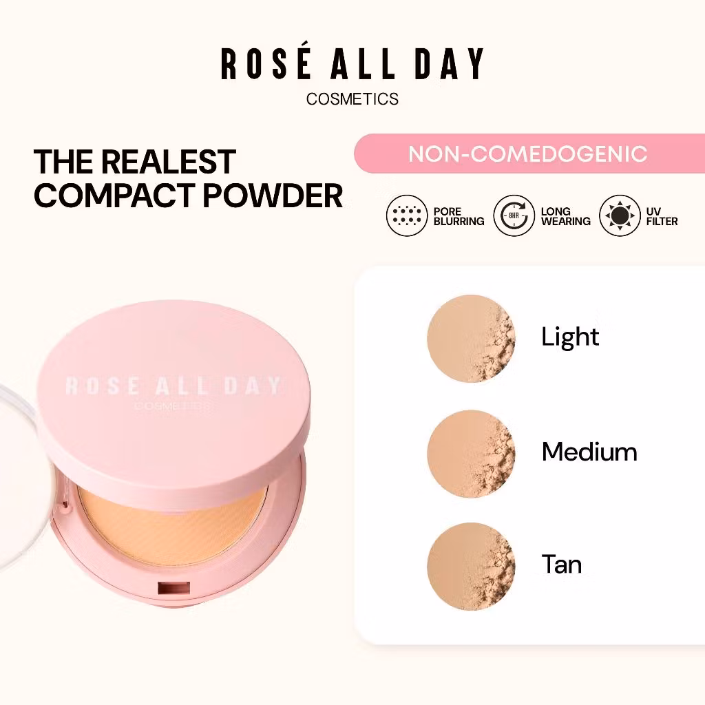 Rose All Day The Realest Lightweight Compact Powder in Medium