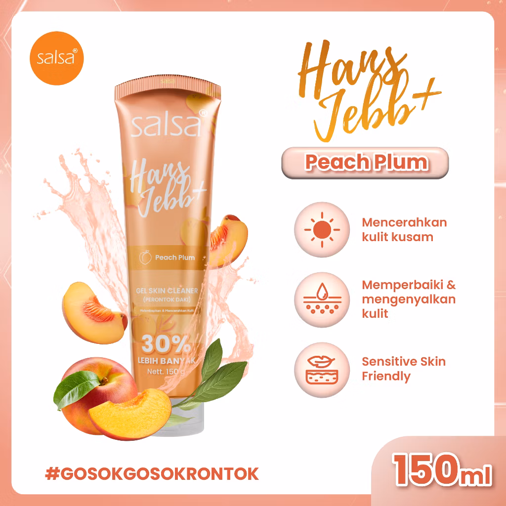 Salsa hans jebb NEW gel skin cleaner peach plum 150g