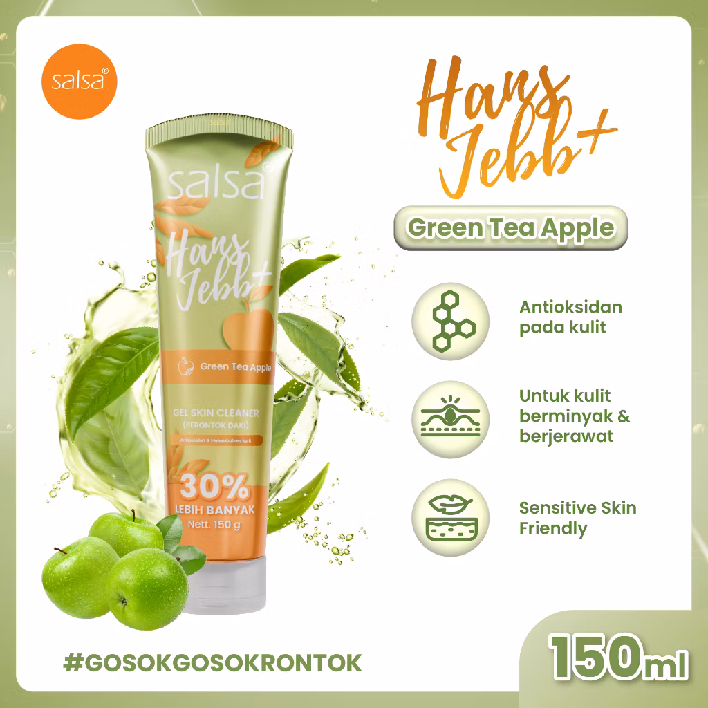 Salsa hans jebb NEW gel skin cleaner green tea apple 150g