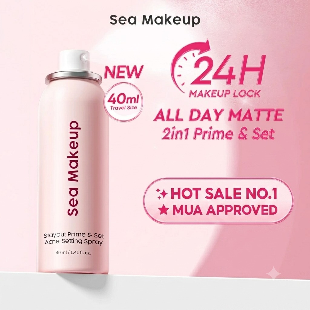 Seamakeup Stayput prime & set Acne setting spray