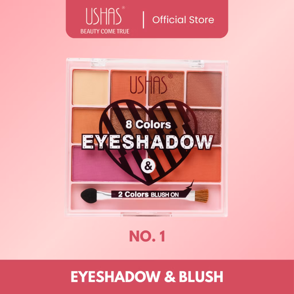 Ushas New 8 Color Eyeshadow & 2 Color Blush on 11.4gr 01