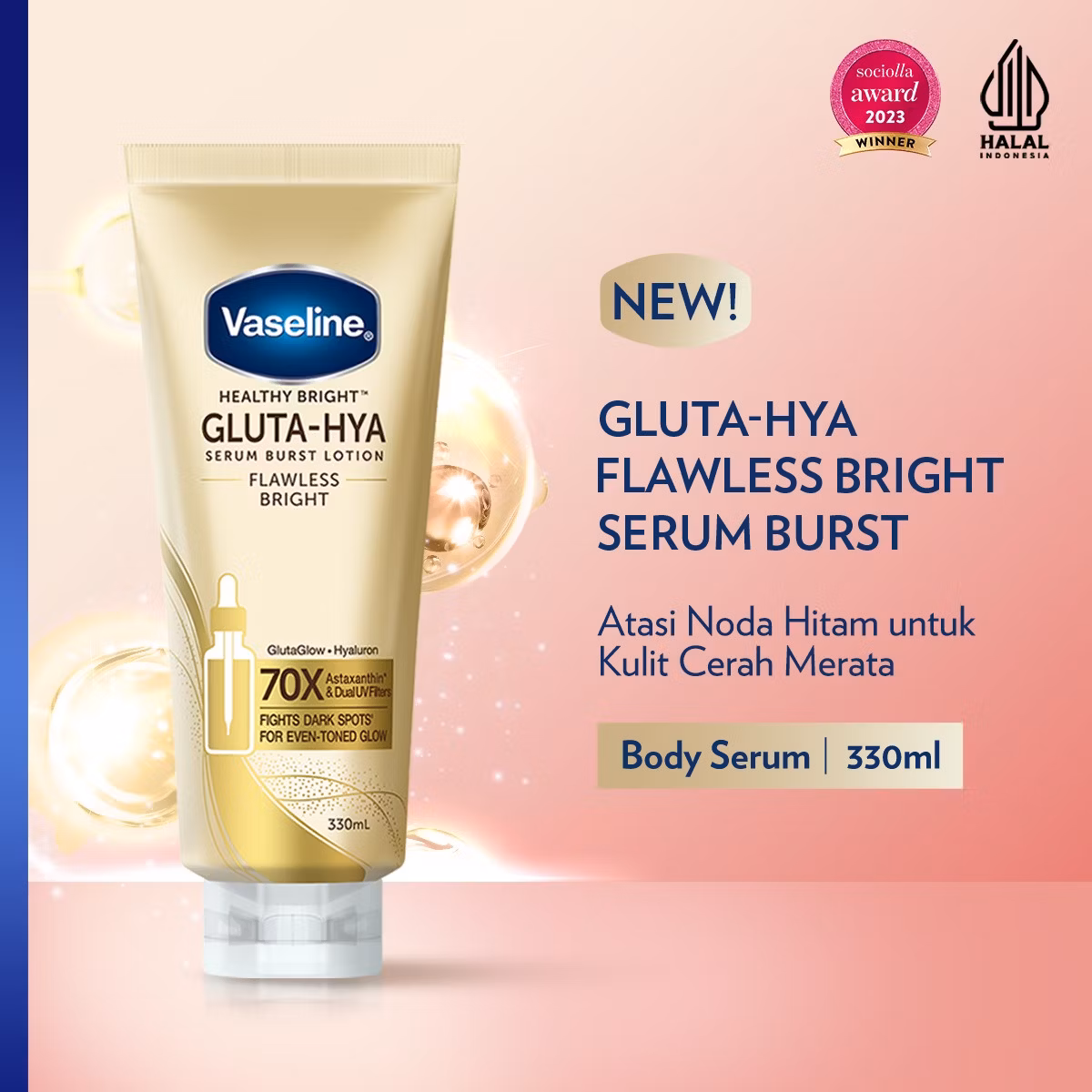 Vaseline Gluta-Hya Serum Burst Lotion Flawless Bright 330ml