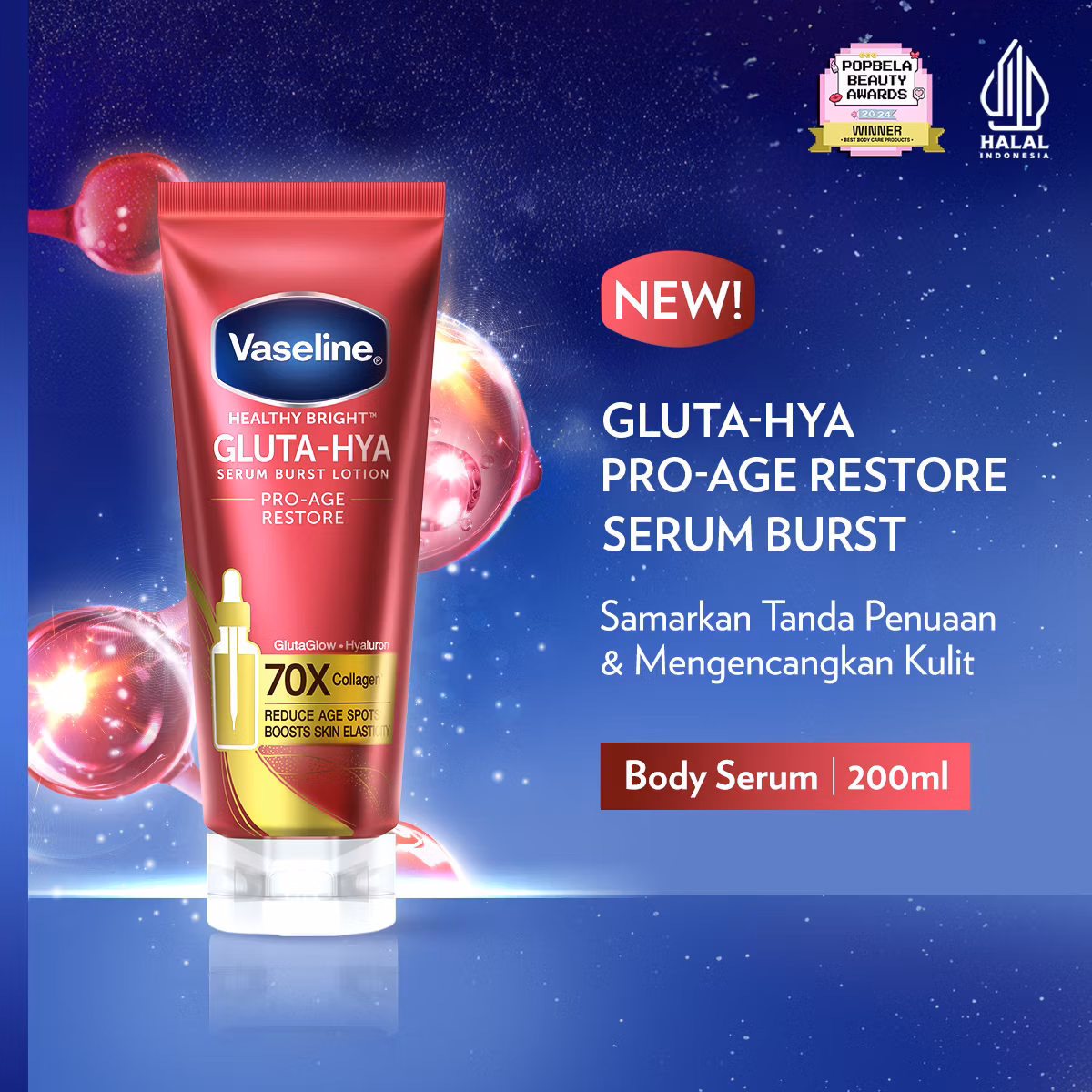 Vaseline gluta-hya serum burst lotion pro-age restore 200ml